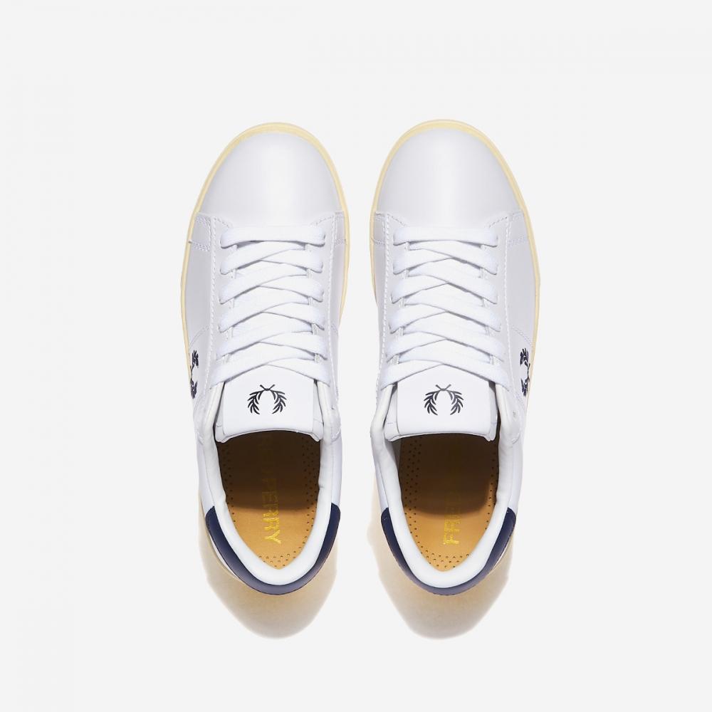 Fred Perry Spencer Leather B4334 Snow Wht French Navy  V59 