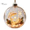 Holiday Ornaments for Bedroom Lighted Zodiac Christmas Ornament, Glowing Sign Ball with Warm LED, Xmas Tree Hanging Decorations 3D Clear Acrylic
