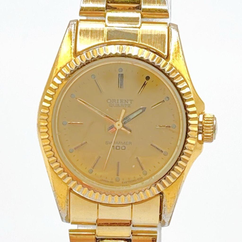 Used 406 ORIENT SWIMMER100 Ladies Watch Quartz Operation Gold
