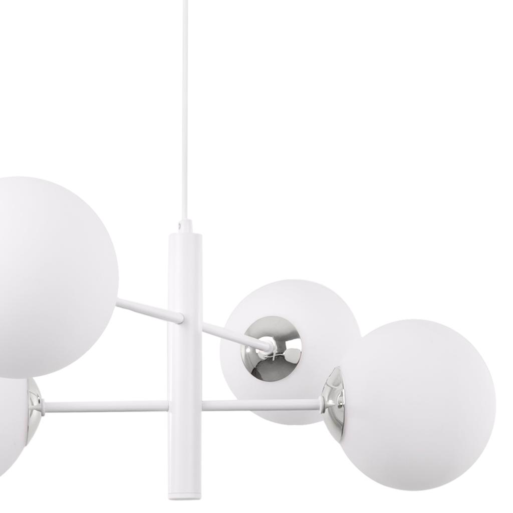 Vicenza Hanging Lamp White-Chrome 4-Flat White Lampshade E14