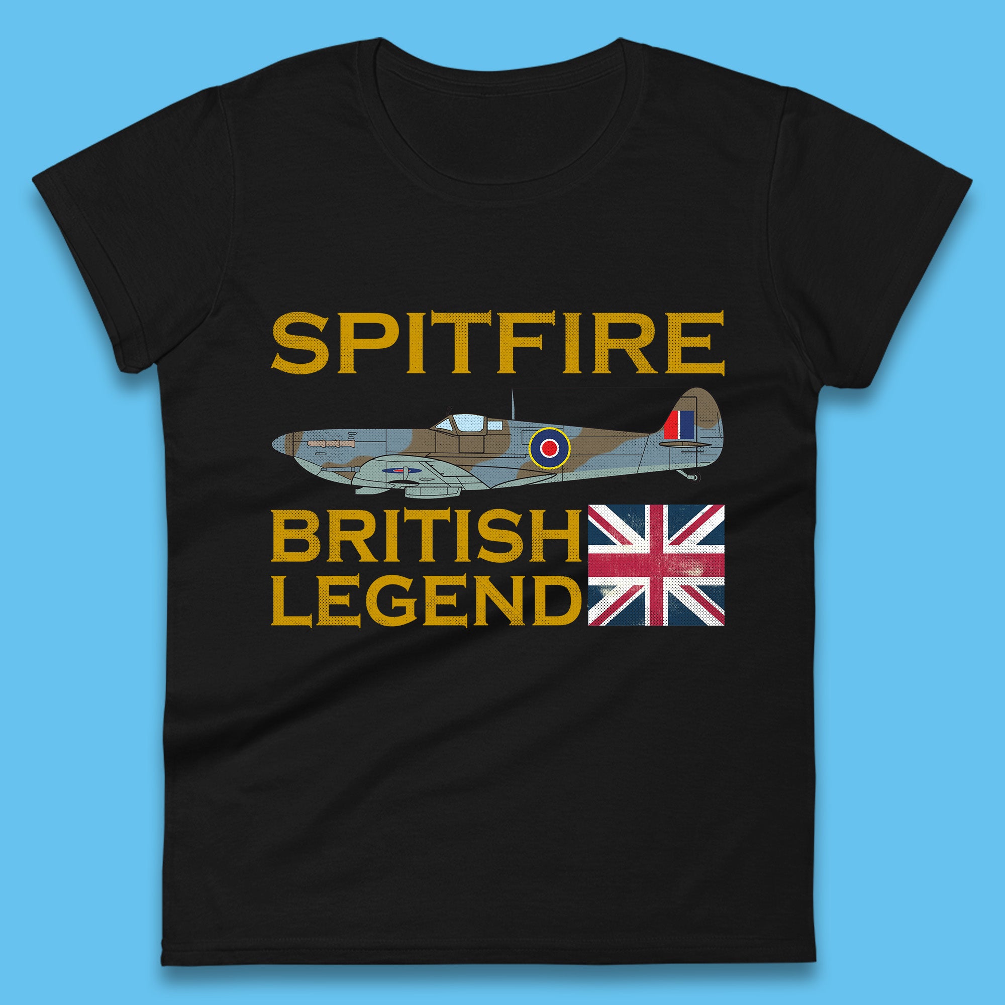 Supermarine Spitfire British Legend Fighter Aircraft Royal Air Force Spitfire WW2 Remembrance Day Womens Tee T Shirt Mens Tops Unisex Top 3XL