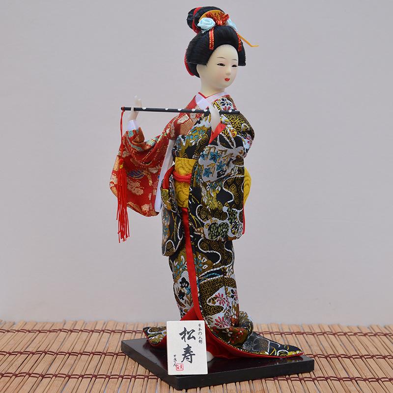 12 Inch Japanese Geisha Kimono Doll, Traditional Maiko Figurine for Sushi Bar Decor & Oriental Home Accent, Artisan Gift