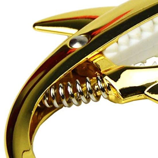 Guitar Capo for Acoustic Guitar Tuning Chord Key du Capo, Shark-shaped (Pont Monde) (Gold)