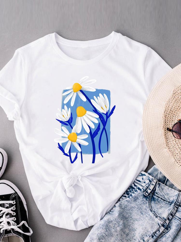 (Taille asiatique) cœur d'amour doux col rond Vêtements décontractés Manches courtes T-shirts Mode Féminin Femme Haut pour femme T-shirt Imprimé T-shirt Graphique