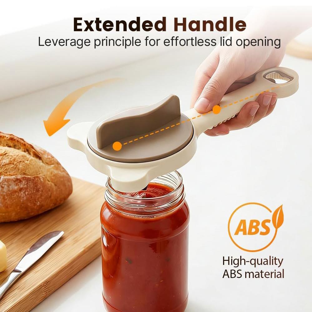 4-in-1 Jar Opener Adjustable Stainless Steel Lid Remover for Seniors or Teen