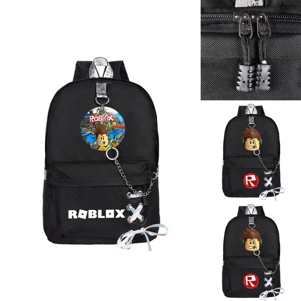 Mochila Roblox em Tecido Oxford Estampado Com Design Único de Corrente Para Estudantes