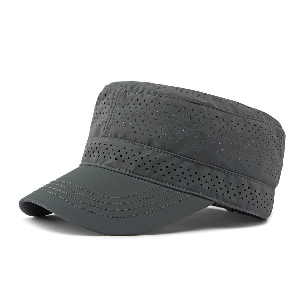 Summer Breathable Flat Top Hat Men's Outdoor Sunscreen Hat for Middle-Aged and Elderly Climbing Full Sealed Cap