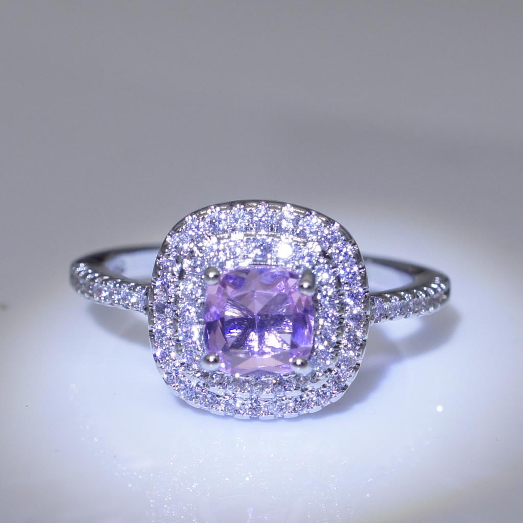 Cincin Perak 925 Asli Untuk Wanita Perhiasan Mudah Ditumpuk Ganda Sederhana Set Pengantin Cincin Aksesori Pertunangan Pernikahan