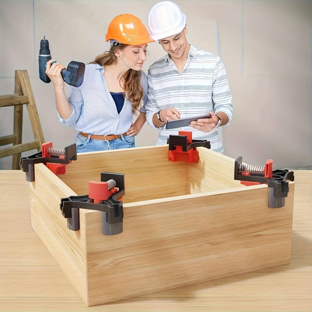 4PCS ABS Adjustable Angle Clip, 90 Degree Angle Clip,Photo Frame Clip Set, Woodworking and Restoration Tools, with T-Connection and Angle Connection