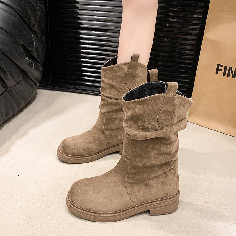 

Women s fashion suede versatile not tired feet thick sole soft elastic comfortable shock absorption waterproof non-slip casual sports Martin boots 35 жовтий