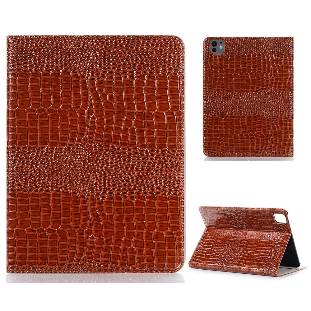 For iPad Pro 11 (2024) Case PU Leather Crocodile Texture Tablet Cover Auto Wake/Sleep
