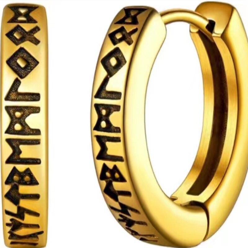 Pendientes de Aro Vikingos Noruegos de Acero Inoxidable Para Hombre Mujer Unisex 12 Mm Huggie Aro Pendiente Religioso Joyería