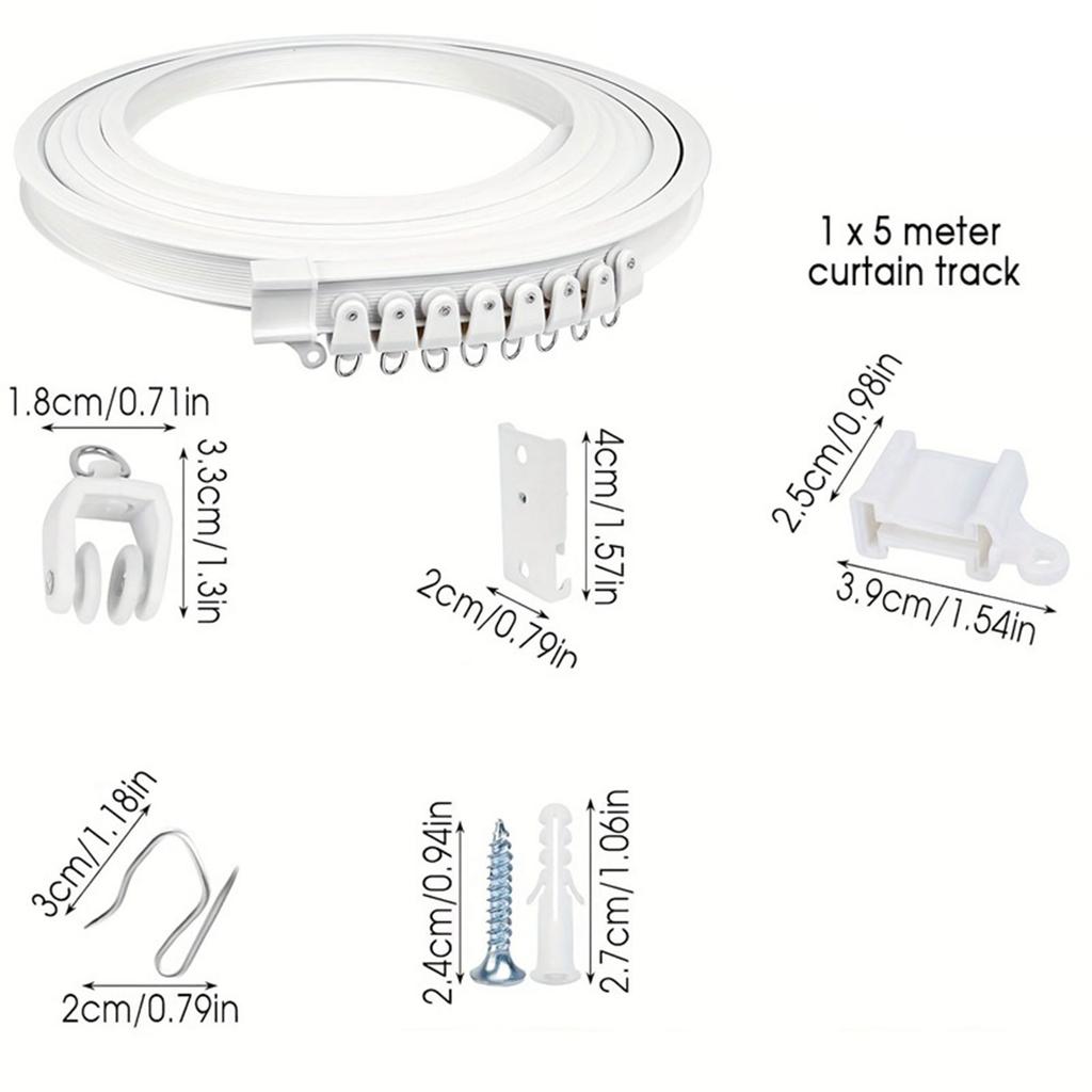 Multipurpose 5 Meter Curved Curtain Rails Kits with Accessories for Smooth Glides Drapes Ceiling Curtain Track Set