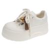 Leather Thick-soled Ugly Cute Big-headed Muffin Little White Shoes Women's 2025 Autumn New Height-increasing Versatile Lightweight Casual Board Shoes
