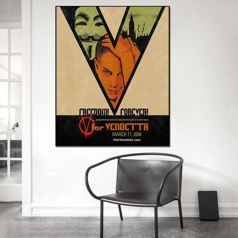 V wie Vendetta, 2005 Dystopische politische Aktion Klassisches Filmplakat Kunst Retro Poster Leinwanddruck Home Decor Wandgemälde