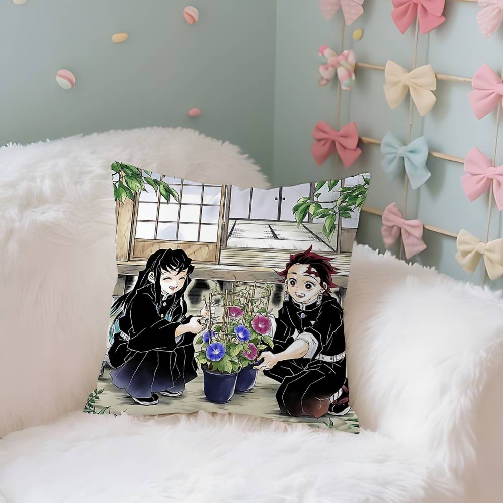 Amine K-Kimetsu No Yaibas Case Plush Fabric Soft Pillowcase Double Sided Print Cushion Cover Household Gifts