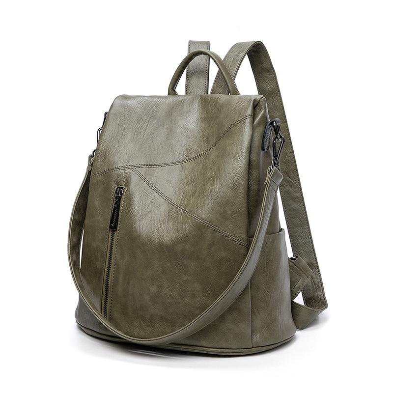 Women's 2025 Spring Fashion Leather Anti-Theft Patchwork Cowhide Backpack