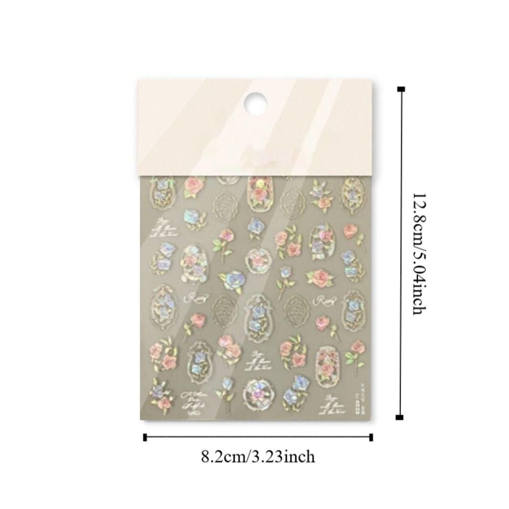 Self Adhesive Flower Nail Stickers 5D Nail Decals DIY Shell Light Nail Stickers Women