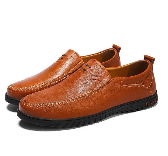 

Genuine Leather Men Shoes Large size leather handmade super soft light men s loafers shoes M956 37 коричневий