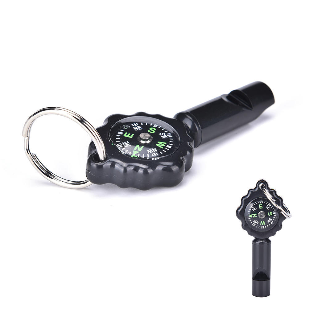 Camping Survival Whistle Compass Thermometer Led Flashlight
