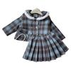 Girls' Preppy Winter Coat & Pleated Skirt Set - AWB003