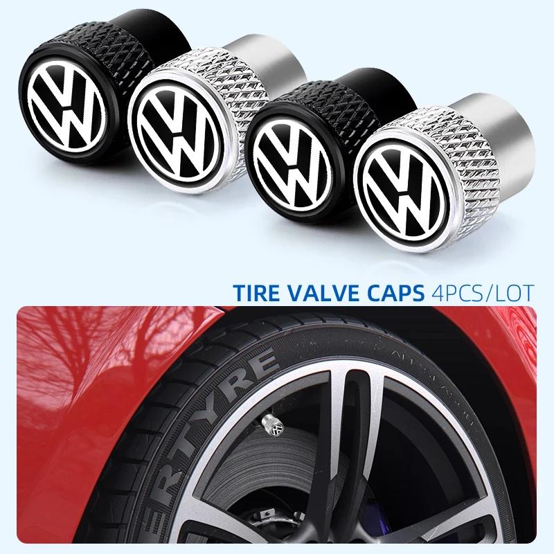 4Pcs Car Tire Valve Stems Cap Knurling Style Tire Valve Cap for Volkswagen VW GOLF POLO PASSAT TIGUAN TOURAN TOUAREG JETTA GTI