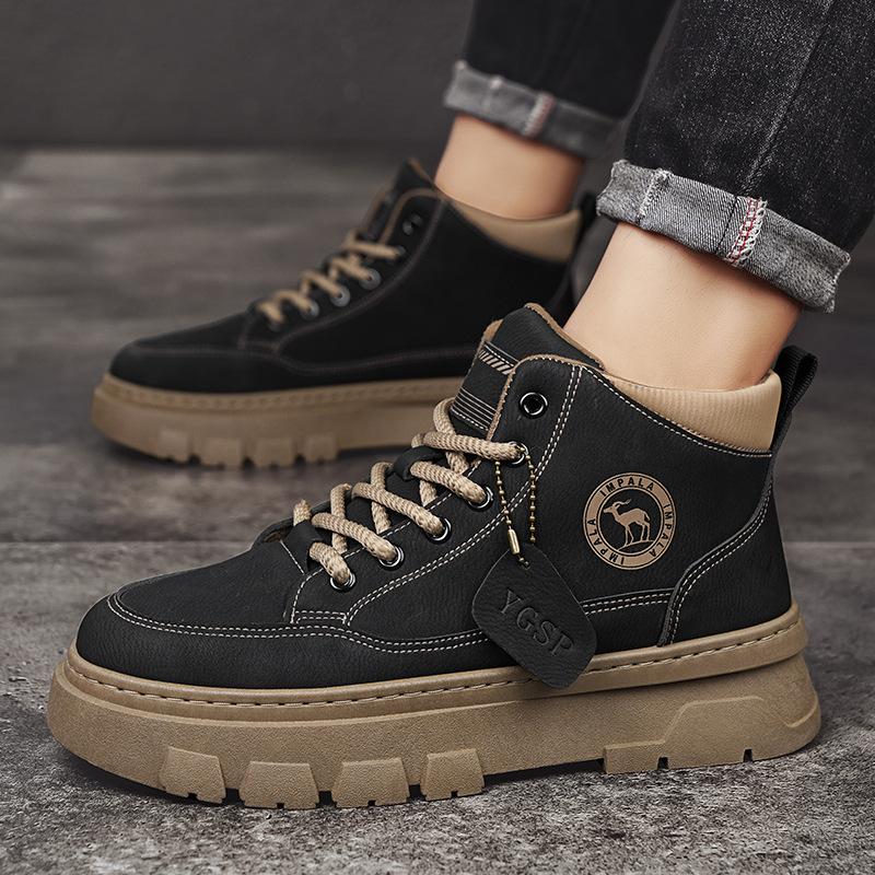 Autumn Men's Martin Boots 2024 New High-top Tooling Martin Boots Men's Casual Versatile Leather Trendy Martin Shoes