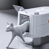 Fully Enclosed Cat Litter Box Stainless Steel Cat Toilet Odor Proof and Splash Proof Pet Bedpans Easy Lift Lid Cats Sandbox