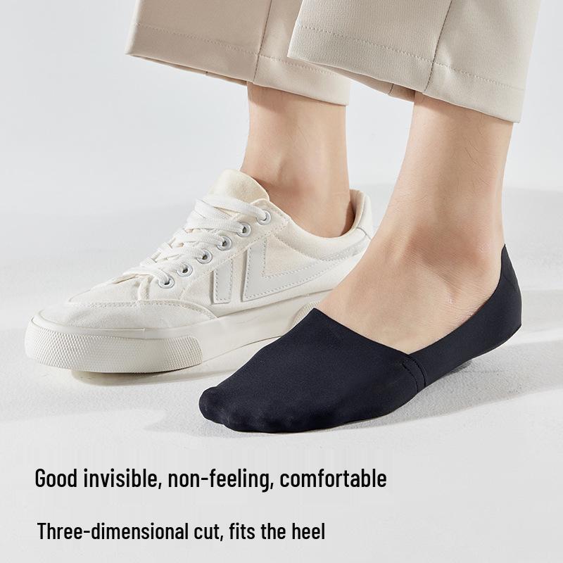 Men's Non-Slip No-Show Boat Socks, Pure Cotton, Seamless Ice Silk, Low-Cut Invisible Design.