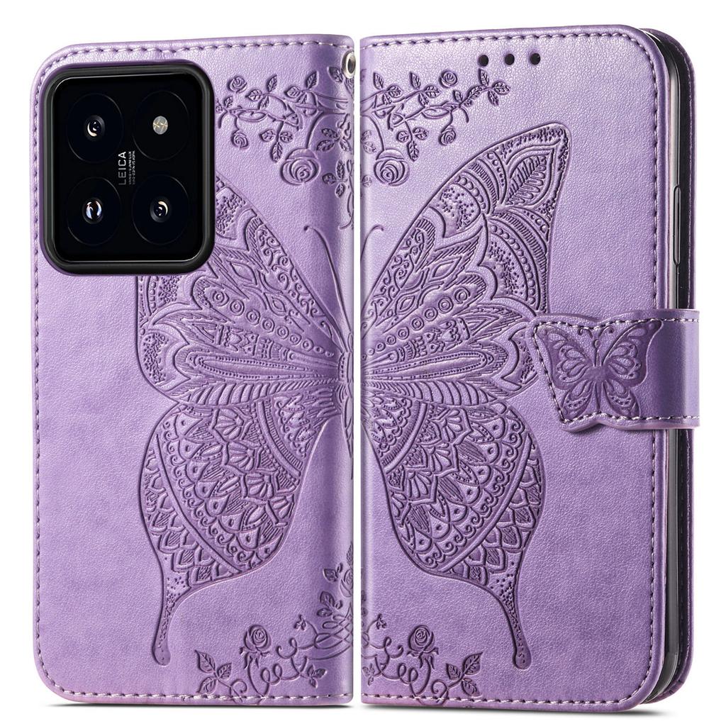 For Xiaomi 14T Pro Case PU Leather Wallet Phone Cover Butterfly Pattern