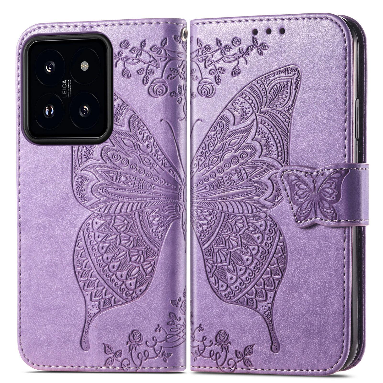 

For Xiaomi 14T Pro Case PU Leather Wallet Phone Cover Butterfly Pattern F