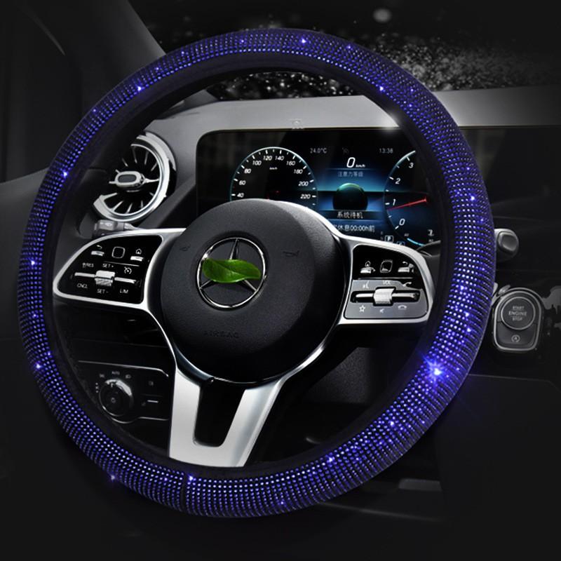 Universal Crystal Rhinestone Steering Wheel Cover Cars - Full Drill Design All-Season Use Sporty Style Fits 38cm Diameter