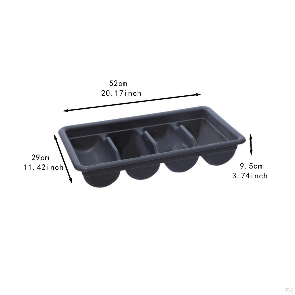 4 Compartment Cutlery Bin Kitchen Utensil Holder Organizer Tray for Restaurant