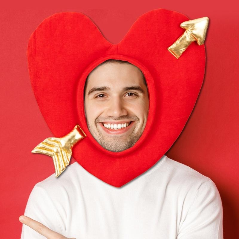 Novelty Love Heart Headcover Hat Breathable Festival Gathering Hat Party Supply