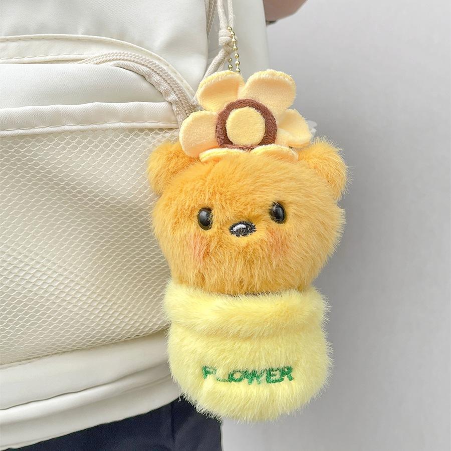 

Cute Wind Potted Small Animal Plush Doll Cartoon Bear Rabbit Children Bag Animal Flower Pendant Approx. 14cm
