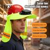 Casque Solaire Casque de Chantier Chapeau de Soleil, Protection Nuque Ombrage Large Bord avec Ventilateur, Visière Réfléchissante Haute Visibilité pour Accessoires de Casque de Chantier