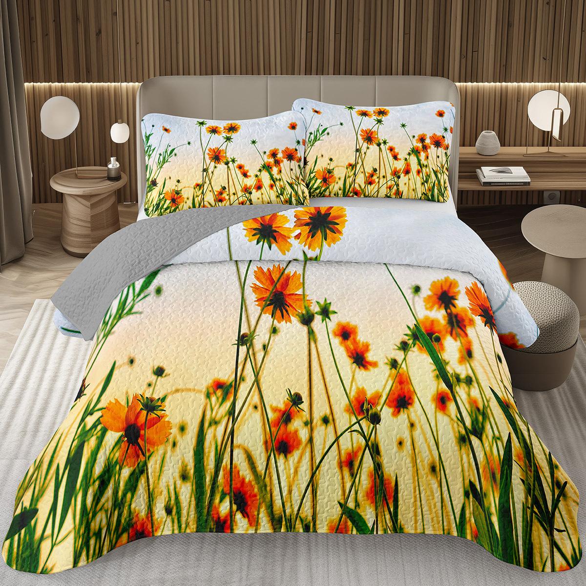 

Весеннее садовое цветочное покрывало для девочек-подростков, ботаническое цветочное покрывало, комплект одеяла Твин/Квин, двусторонний серый стеганый комплект постельного белья EU Single 135x200cm