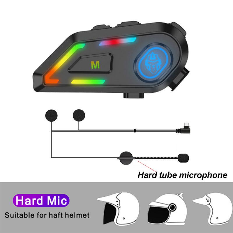 RGB Flash Colour Light Motorcycle Helmet Headset BT5.3 1000mAh Battery Waterproof Wireless Headphone with Micrphone Earphone