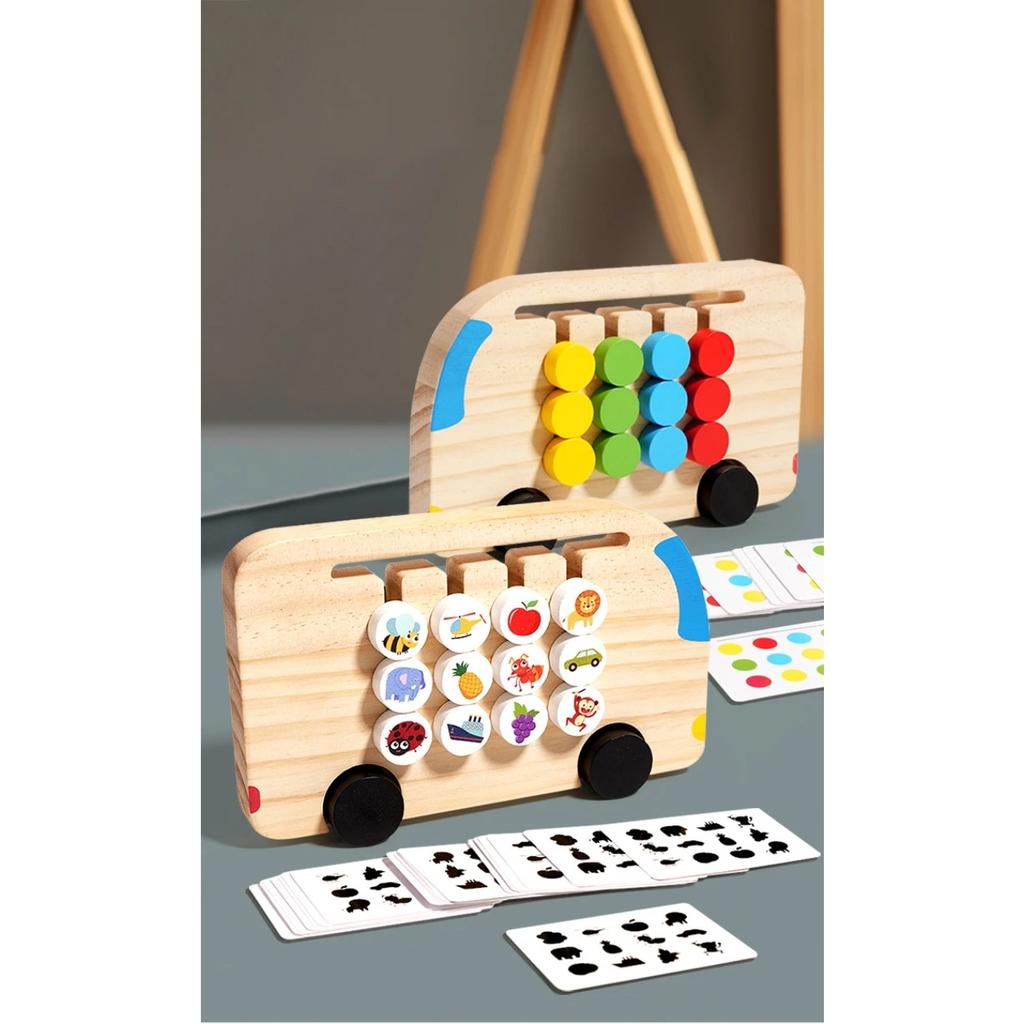 Montessori Wooden Color Matching Puzzles Logic Game Thinking Training Enlightenment Hand-eye Coordination Early Educational Toy