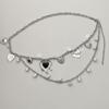 Double Layer Heart Pearl Waist Chain Vintage Silver Metal Belly Chain For Women Y2K Skirt Pants Accessory