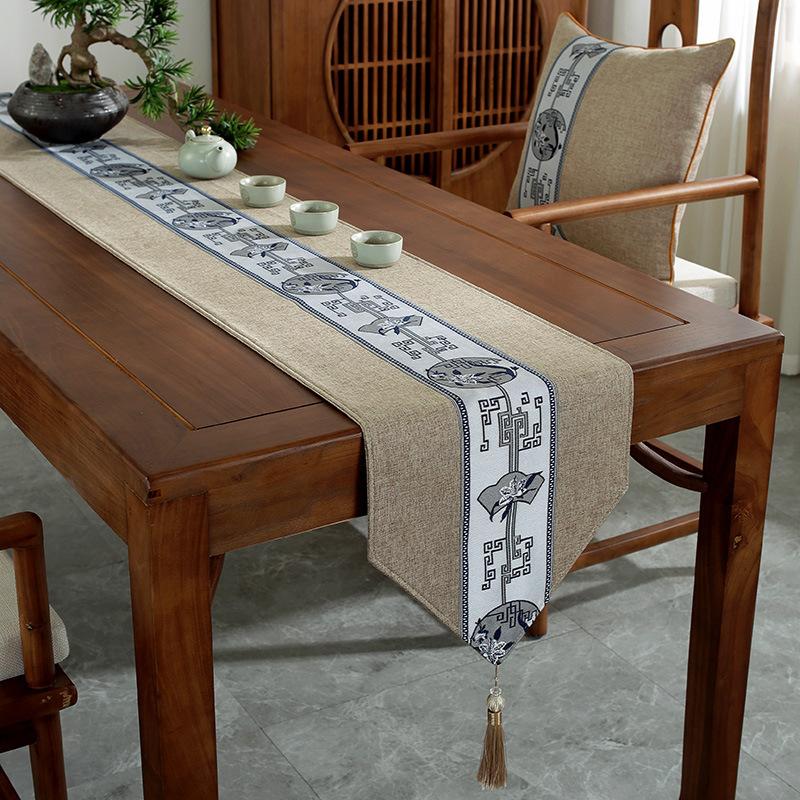 Table Flag Jiangnan Spring View Zen Dining Table Cloth Tea Table Fabric Long Coffee Table Tablecloth Tea Table Mat