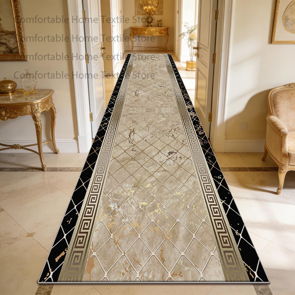 Modern Light Luxury European Style Long Carpet Decoration Hallway Doorway Antiskid Runner Rug Easy Clean Lint-free Corridor Mat