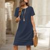 ZANZEA Women Casual Round Neck Solid Color Summer Short Sleeve Dress