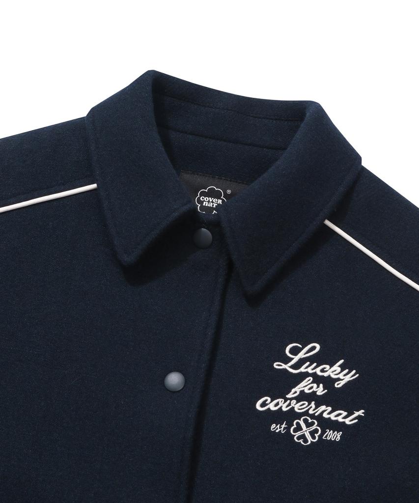 Covernat Woman Wool Varsity Jacket Navy