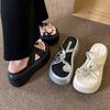 Thick-soled heightening cool slippers for women's summer wear, new muffin sets, toe-to-toe beach sandals