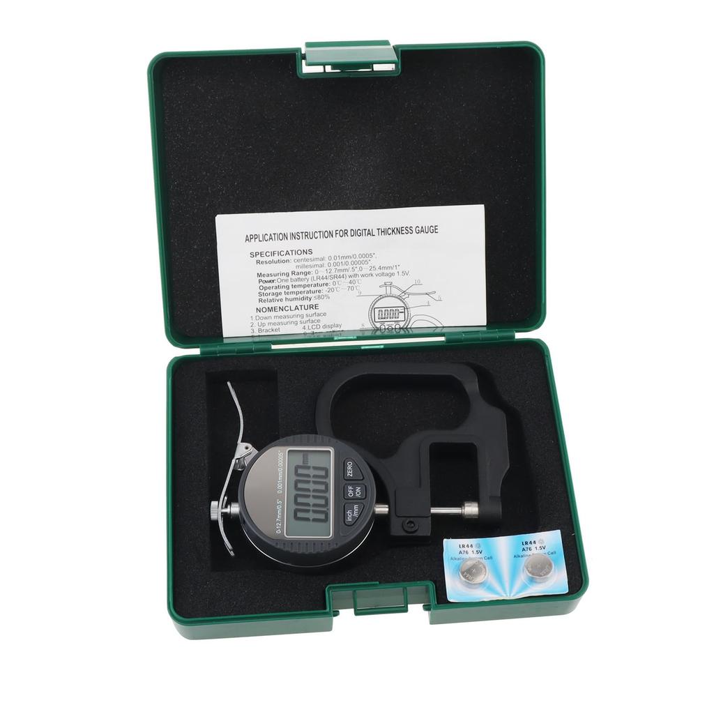 Smgda Digital Thickness Gauge with LCD Display for and Pipe Micrometer, 12.7mm, High-Precision Paper, Metal, (0.001mm Accuracy)