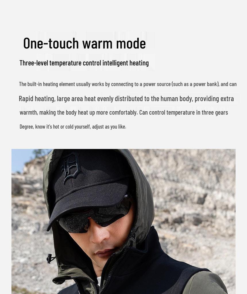 Men's SKAH Shikahe Smart Heated Fleece Vest - Winter Warmth with Temperature Control & Stand Collar