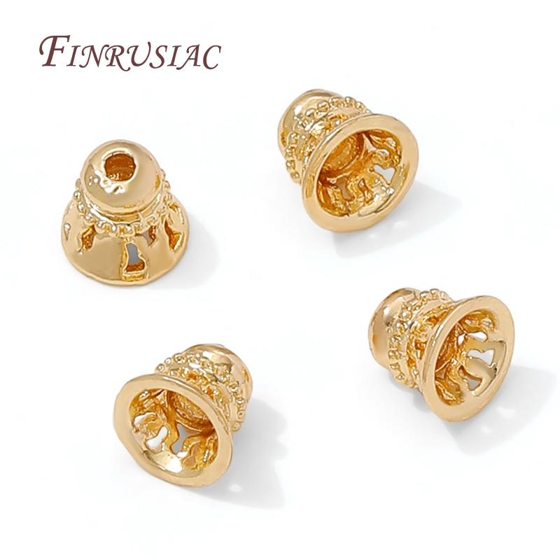 18K Gold Plated Bead Caps For Jewelry,Brass Caps End Caps For Beads,DIY Jewelry Accessories