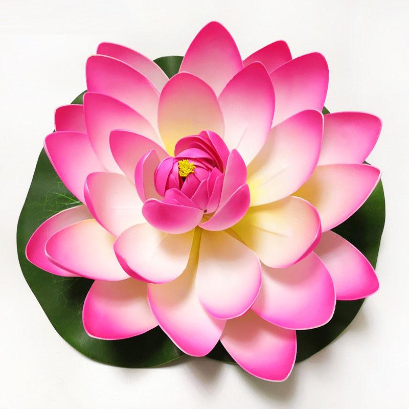 10/17/28/40/60cm Lotus Artificial Flower Floating Fake Lotus Plant Lifelike Water Lily Micro Landscape for Pond Garden Decor
