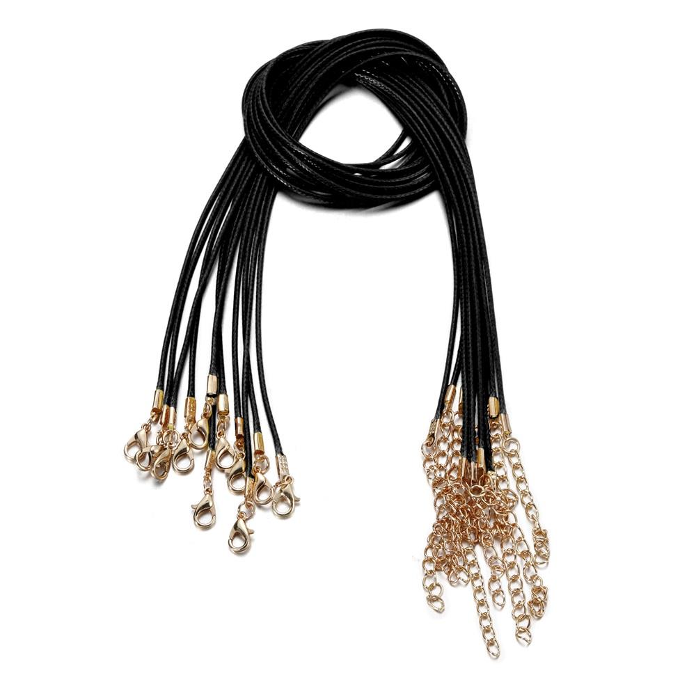 

10Pcs/Lot 1.5mm Leather Cord Necklace with KC Gold Color Clasp Adjustable Braided Rope for DIY Necklace Bracelet Jewelry Making 1.5mm чорний